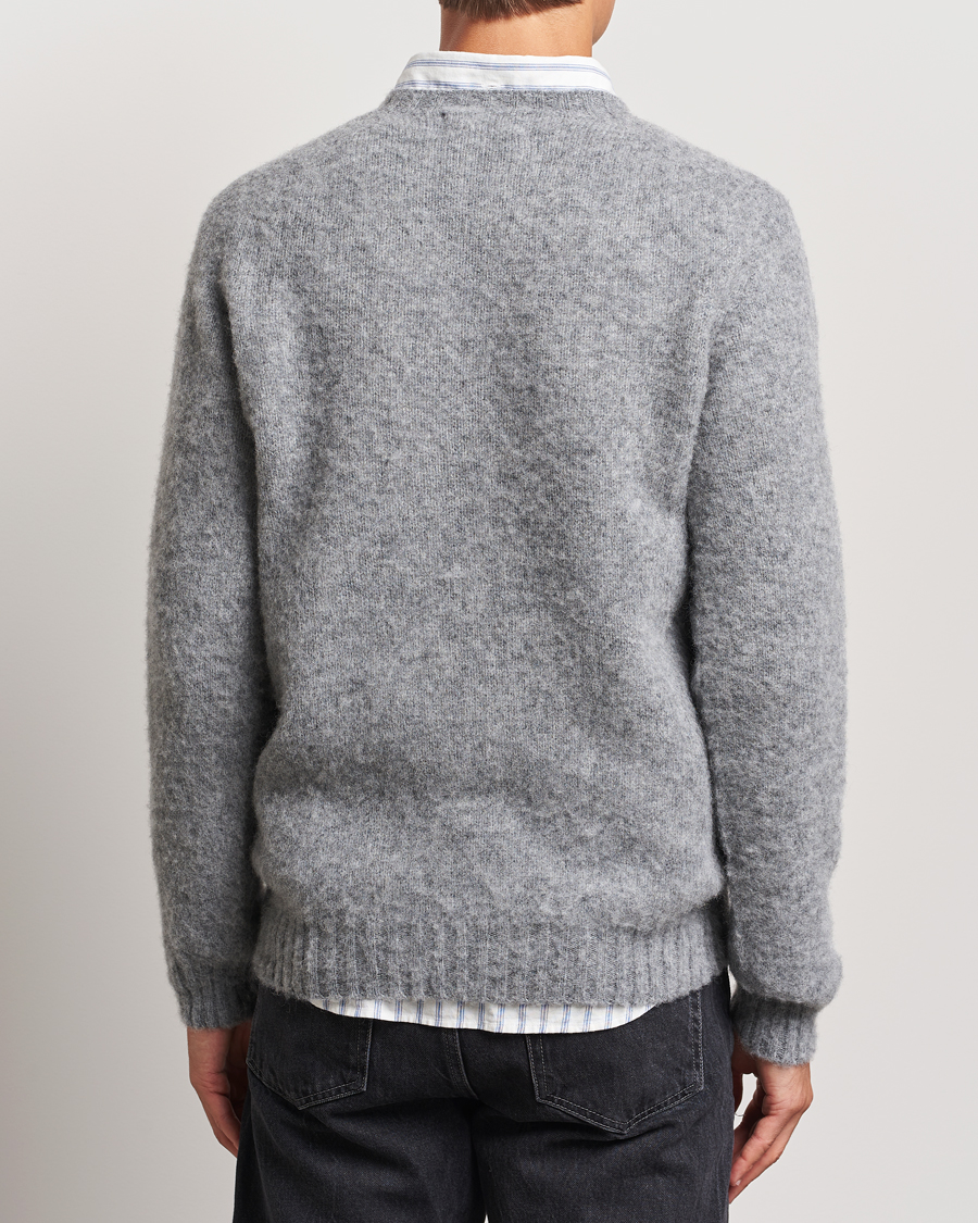 Hombres | Jerséis y prendas de punto | Harley Of Scotland | Brushed Supersoft Lambswool Crewneck Medium Grey