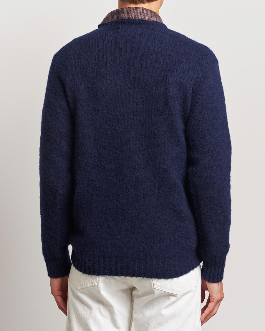 Hombres | Jerséis y prendas de punto | Harley Of Scotland | Brushed Supersoft Lambswool Crewneck Navy