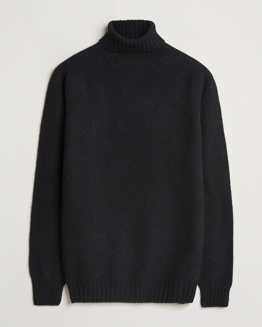 Hombres | Jerséis y prendas de punto | Harley Of Scotland | Supersoft Lambswool Rollneck Black
