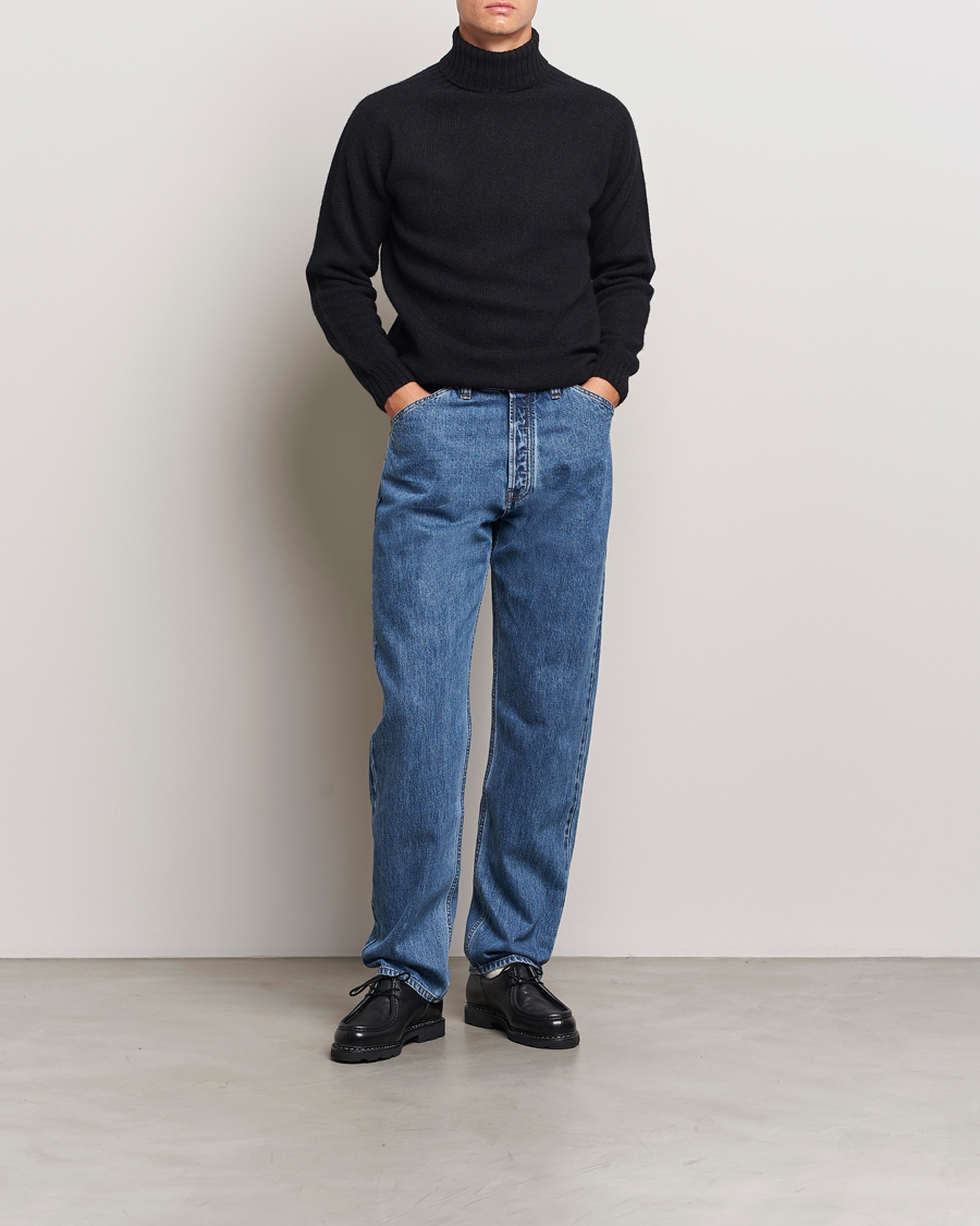 Hombres | Jerséis y prendas de punto | Harley Of Scotland | Supersoft Lambswool Rollneck Black