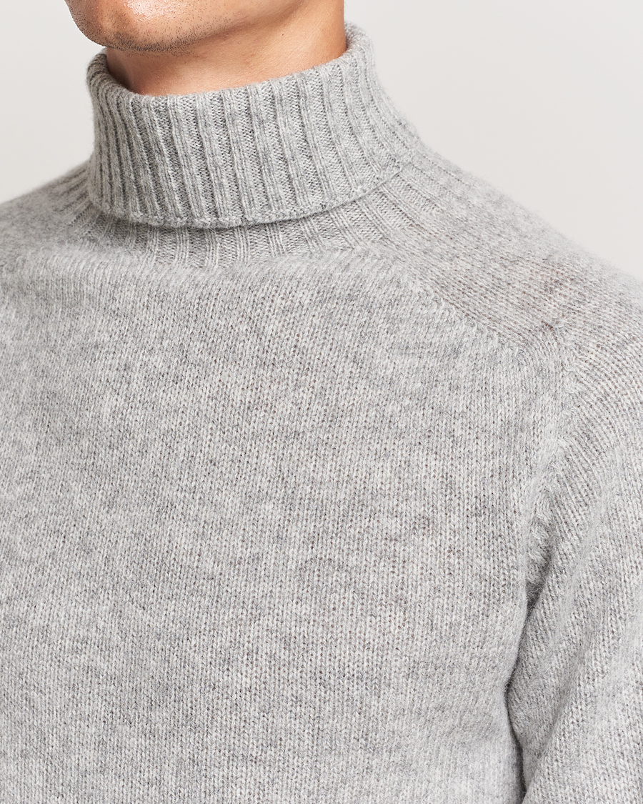 Hombres | Jerséis y prendas de punto | Harley Of Scotland | Supersoft Lambswool Rollneck Silver Grey