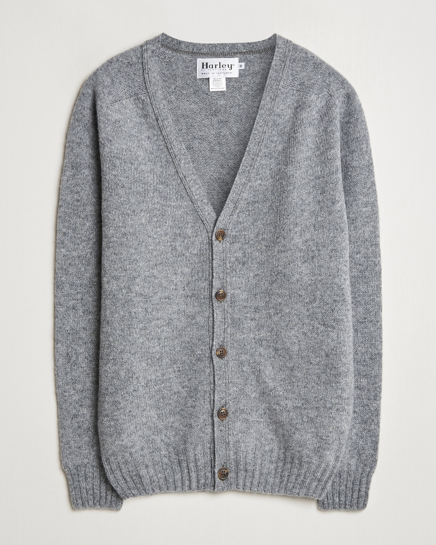 Hombres | Jerséis y prendas de punto | Harley Of Scotland | Supersoft Lambswool Cardigan Medium Grey