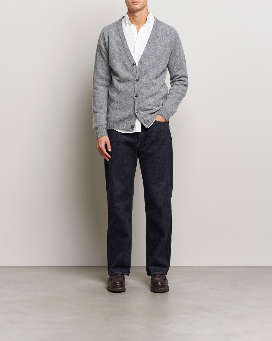Hombres | Jerséis y prendas de punto | Harley Of Scotland | Supersoft Lambswool Cardigan Medium Grey