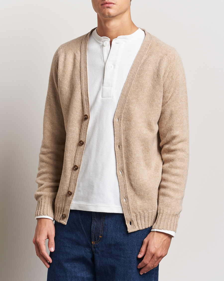 Hombres | Jerséis y prendas de punto | Harley Of Scotland | Supersoft Lambswool Cardigan Oatmilk