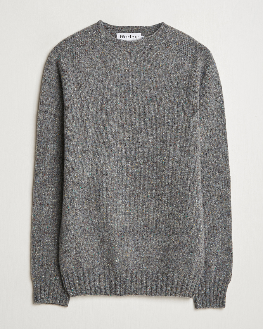 Hombres | Jerséis y prendas de punto | Harley Of Scotland | Donegal Wool Crewneck Grey