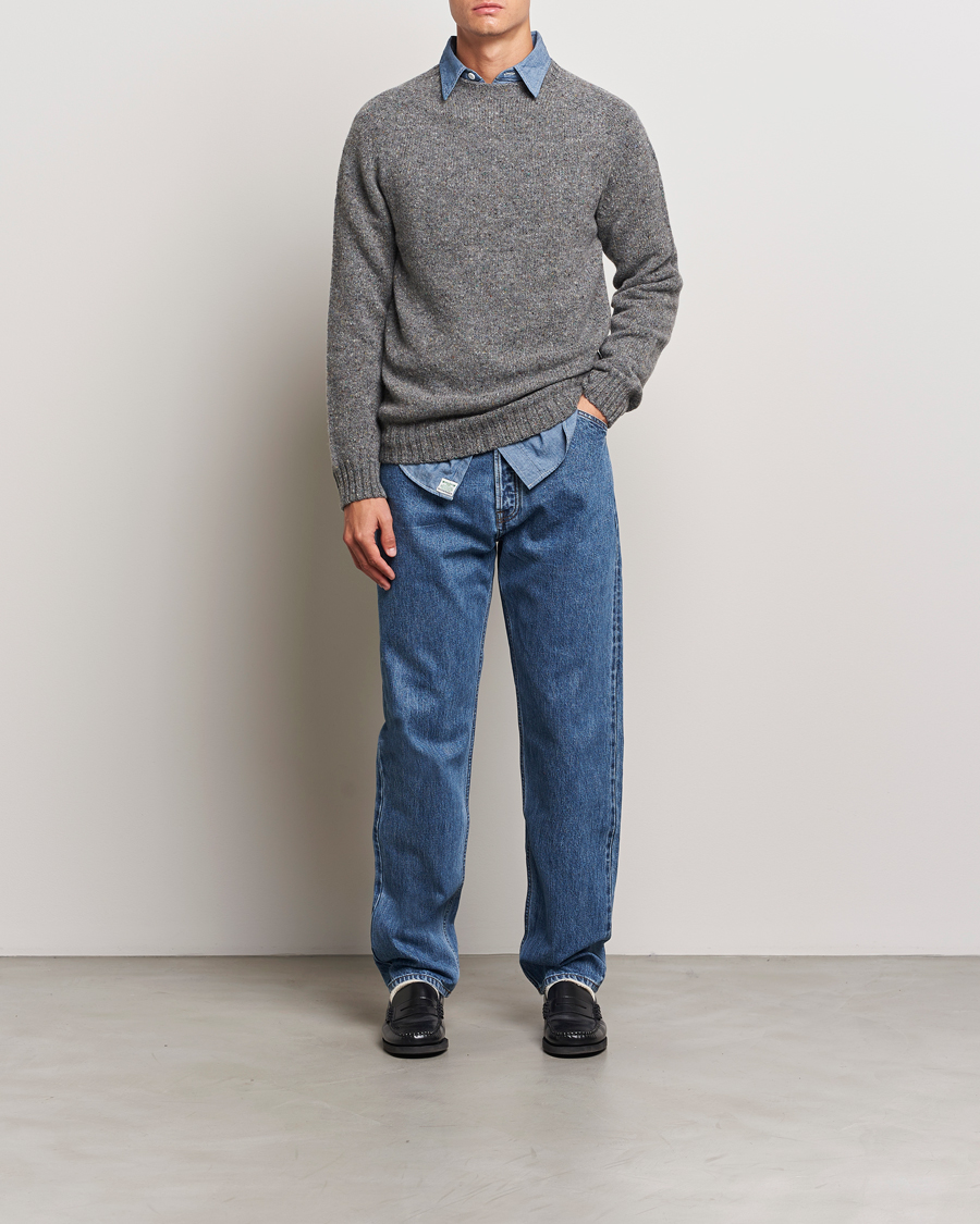 Hombres | Jerséis y prendas de punto | Harley Of Scotland | Donegal Wool Crewneck Grey