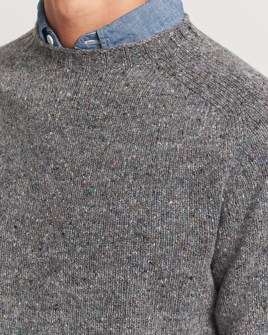 Hombres | Jerséis y prendas de punto | Harley Of Scotland | Donegal Wool Crewneck Grey