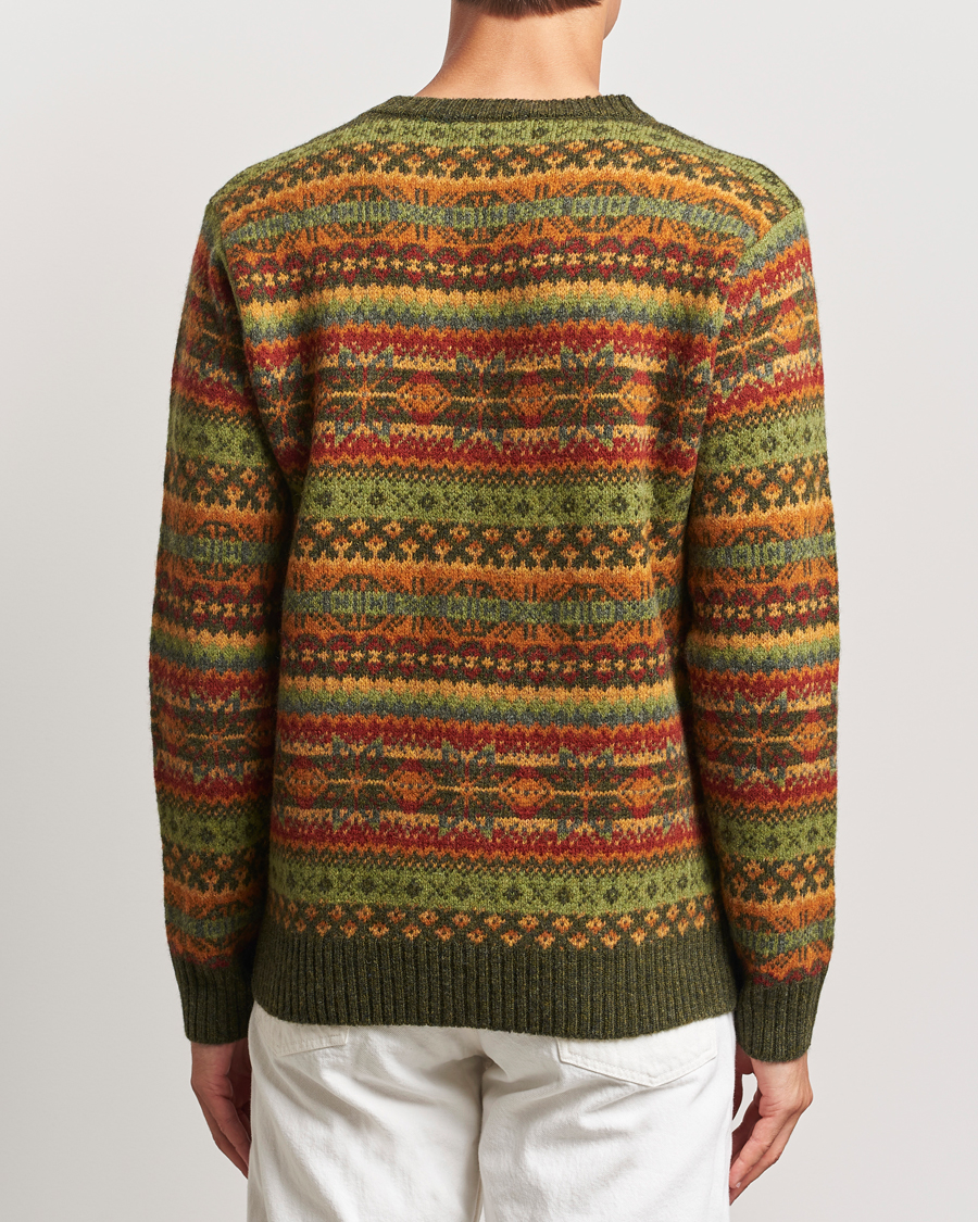 Hombres | Jerséis y prendas de punto | Harley Of Scotland | Supersoft Lambswool Fairisle Crewneck Green