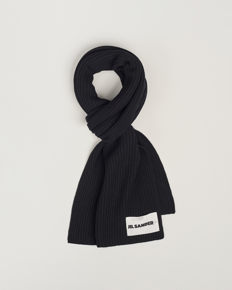 Hombres | Jil Sander Merino Wool Rib Scarf Black | Jil Sander | Merino Wool Rib Scarf Black