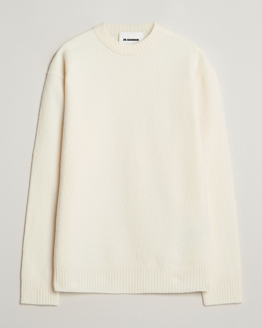 Hombres | Jerséis y prendas de punto | Jil Sander | Boiled Merino Round Neck Sweater Off White
