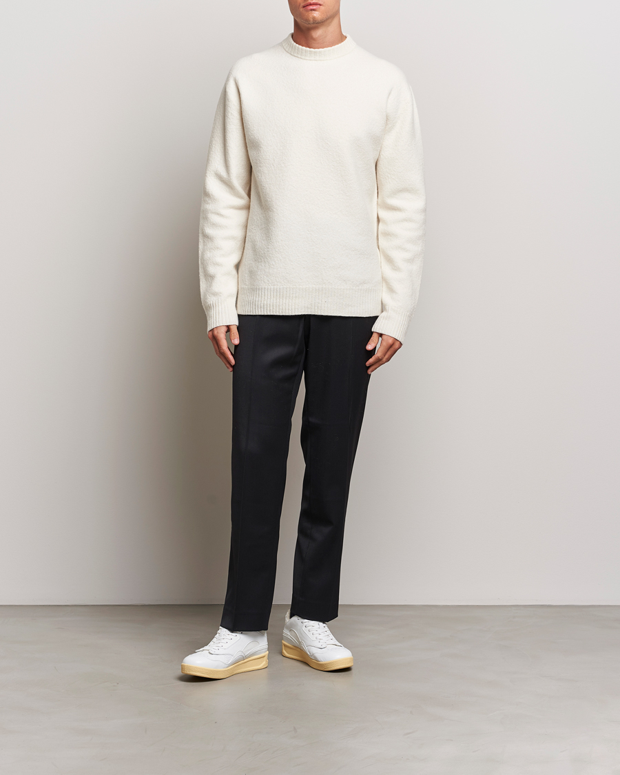 Hombres | Jerséis y prendas de punto | Jil Sander | Boiled Merino Round Neck Sweater Off White