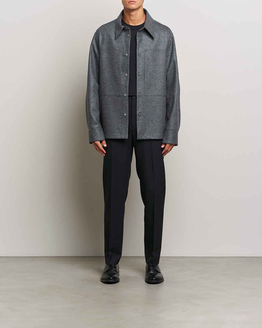 Hombres | Camisas | Jil Sander | Wool Flannel Overshirt Grey Melange