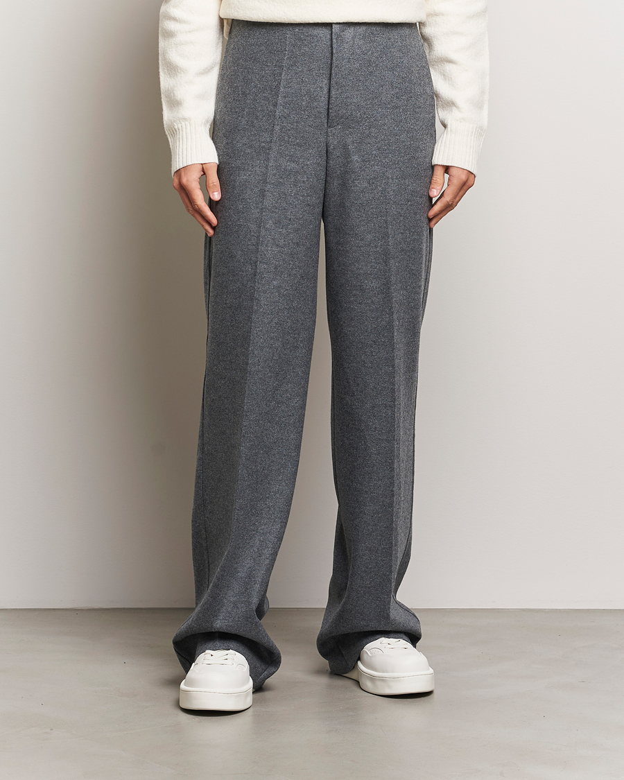Hombres | Pantalones | Jil Sander | Wool Flannel Pants Grey Melange