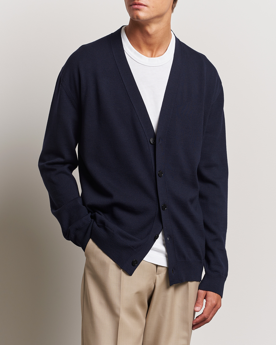 Hombres | Jerséis y prendas de punto | Jil Sander | Superfine Merino Cardigan Navy