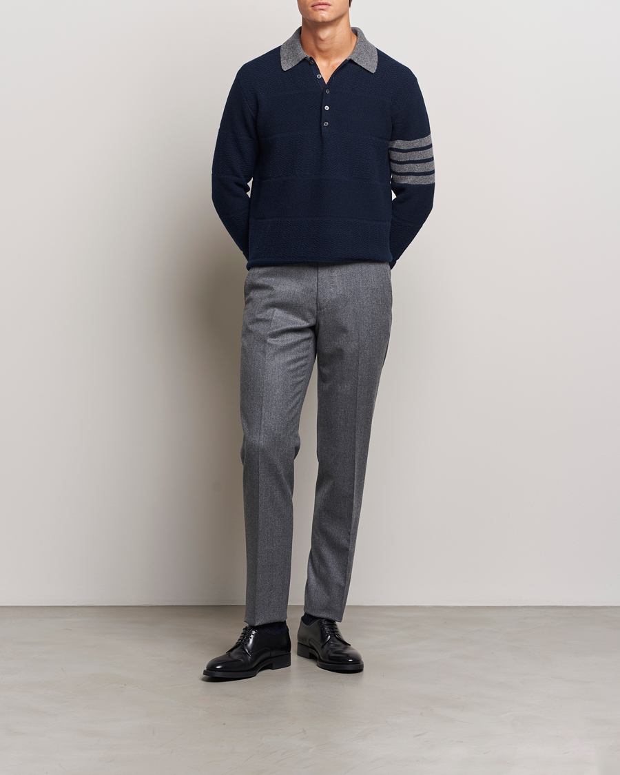 Hombres | Jerséis y prendas de punto | Thom Browne | Textured Wool Rugby Navy