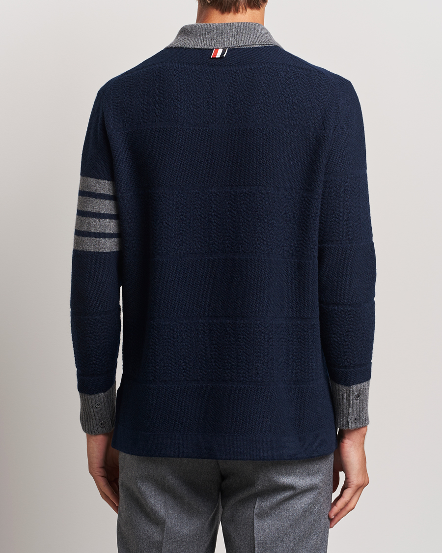 Hombres | Jerséis y prendas de punto | Thom Browne | Textured Wool Rugby Navy