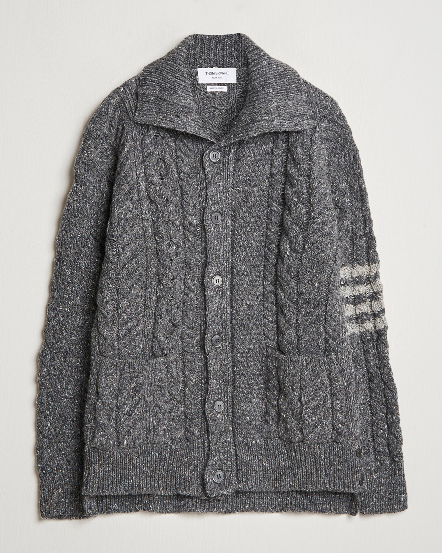 Hombres | Jerséis y prendas de punto | Thom Browne | Donegal Cable Cardigan Medium Grey