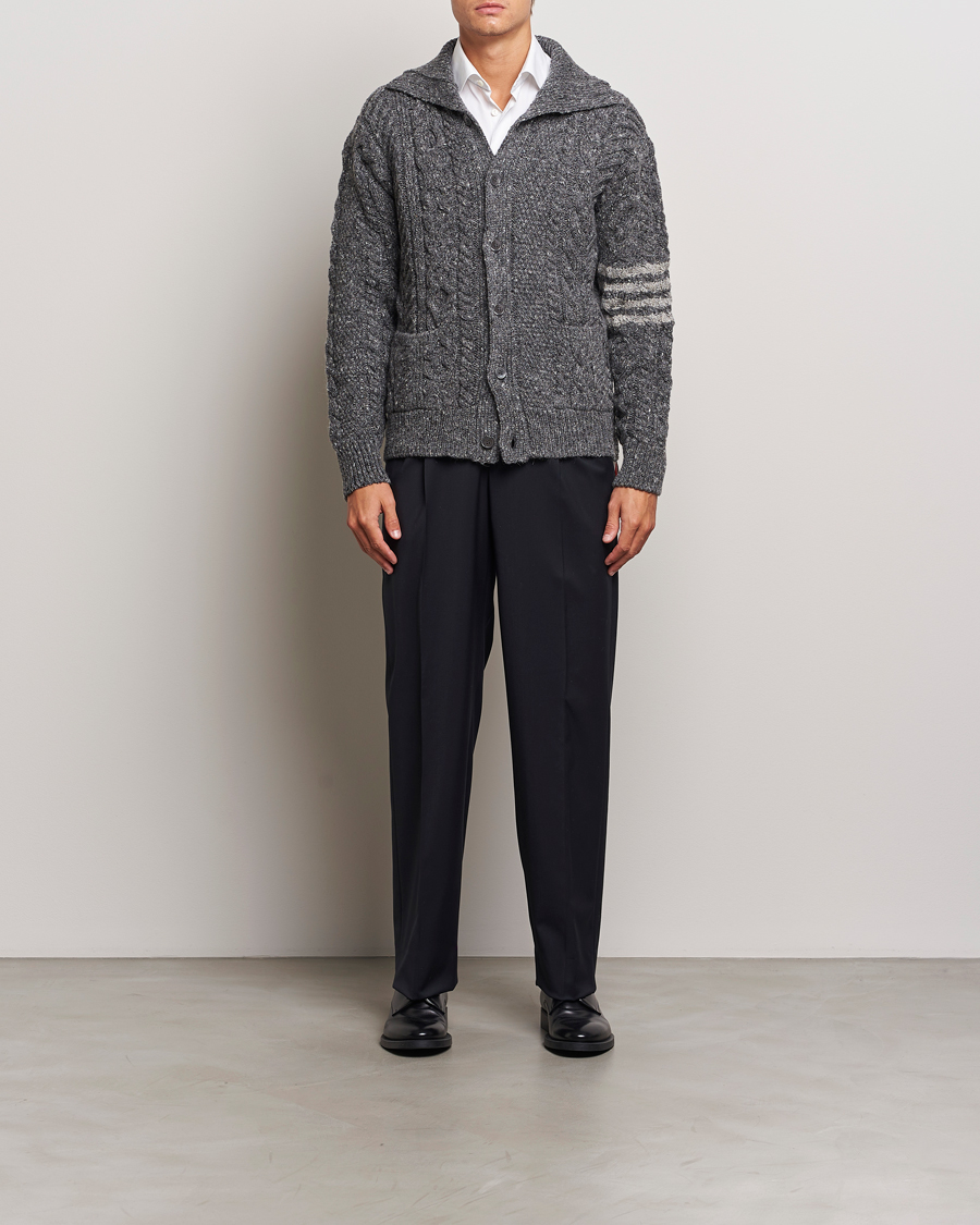 Hombres | Jerséis y prendas de punto | Thom Browne | Donegal Cable Cardigan Medium Grey