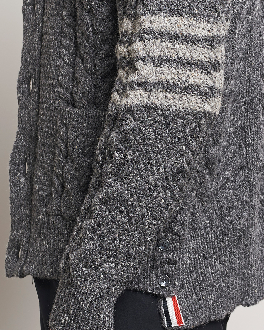 Hombres | Jerséis y prendas de punto | Thom Browne | Donegal Cable Cardigan Medium Grey