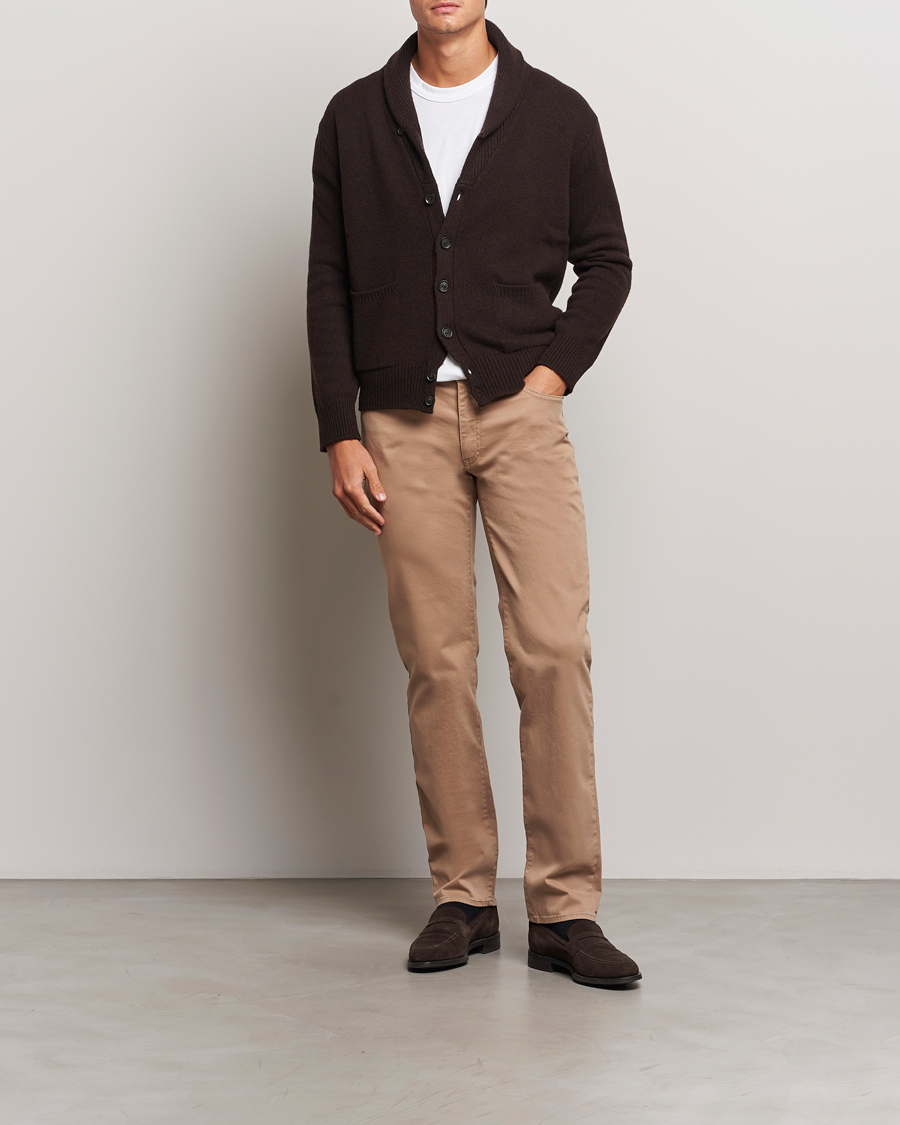 Hombres | Pantalones | Brax | Cadiz Cotton Satin 5-Pocket Pants Beige