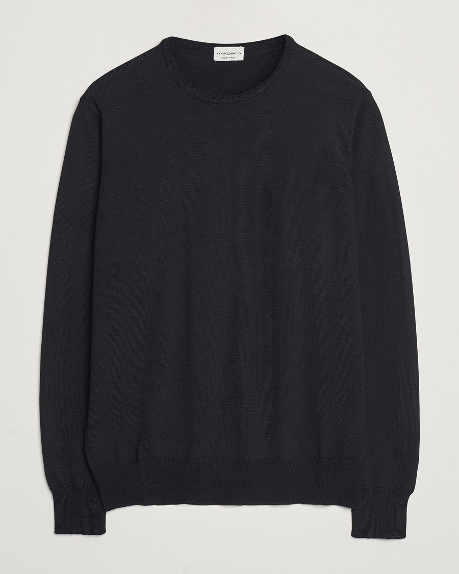 Hombres | Jerséis y prendas de punto | Morgano | Extra Fine Merino Wool Crewneck Black