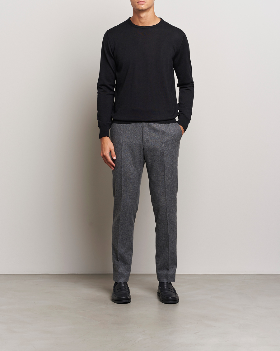 Hombres | Jerséis y prendas de punto | Morgano | Extra Fine Merino Wool Crewneck Black