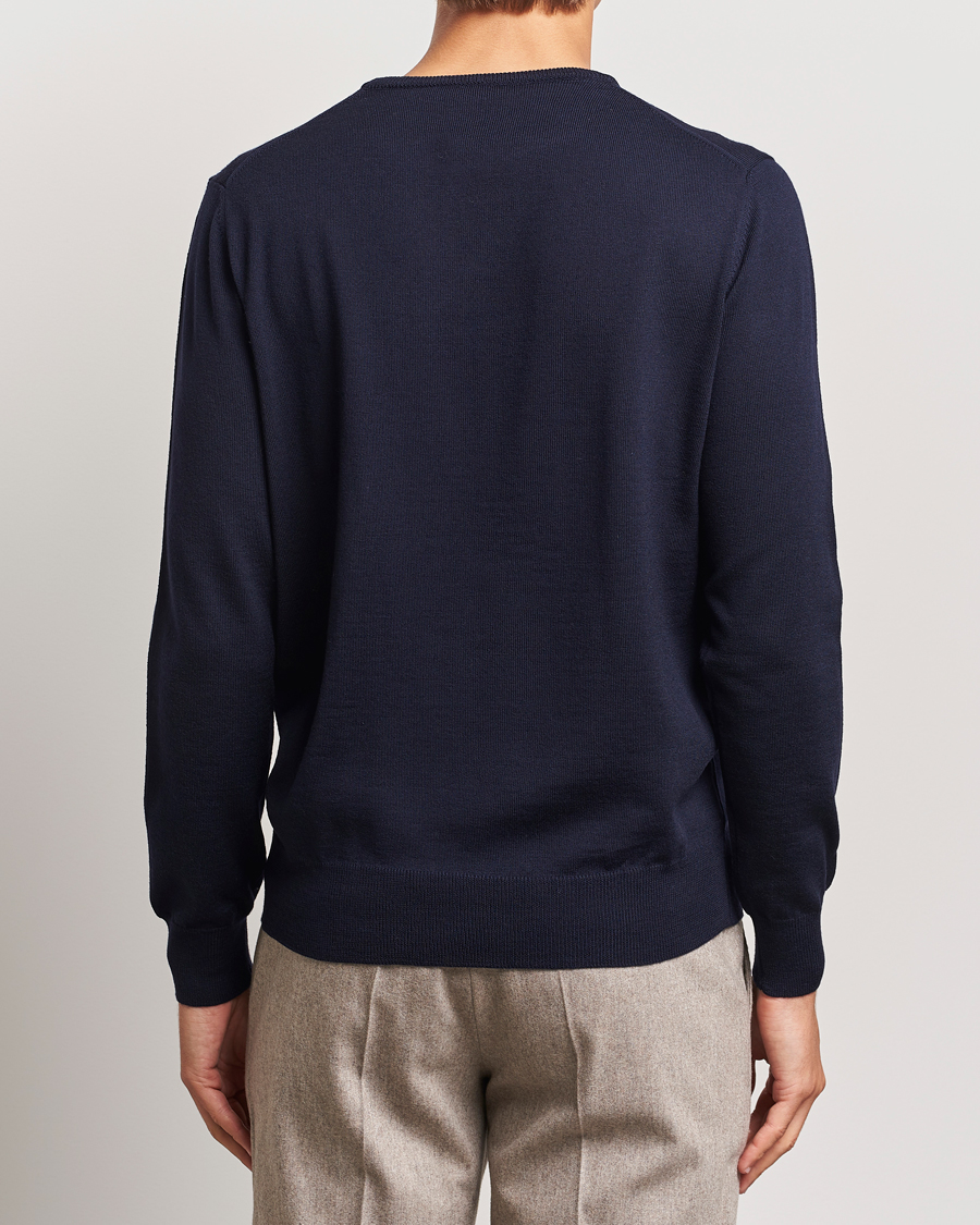 Hombres | Jerséis y prendas de punto | Morgano | Extra Fine Merino Wool Crewneck Navy