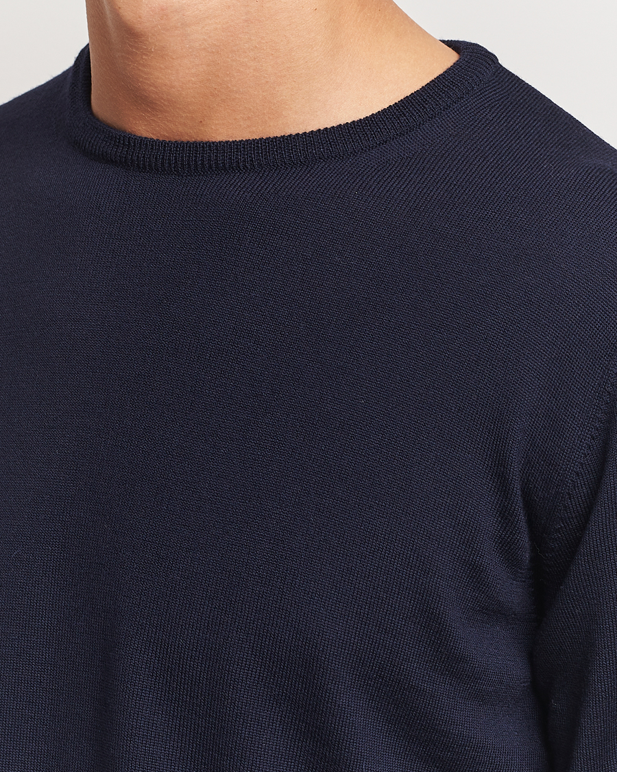 Hombres | Jerséis y prendas de punto | Morgano | Extra Fine Merino Wool Crewneck Navy