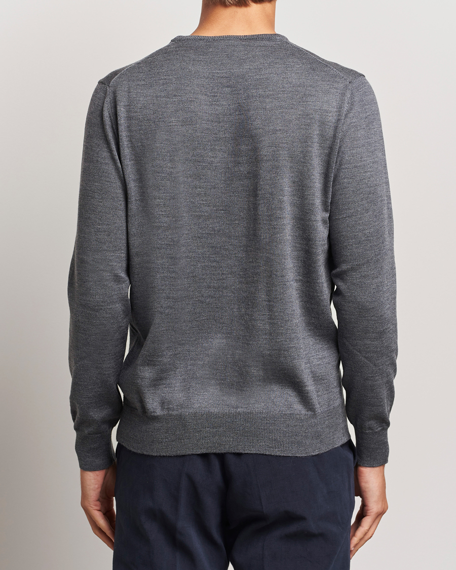 Hombres | Jerséis y prendas de punto | Morgano | Extra Fine Merino Wool Crewneck Mid Grey