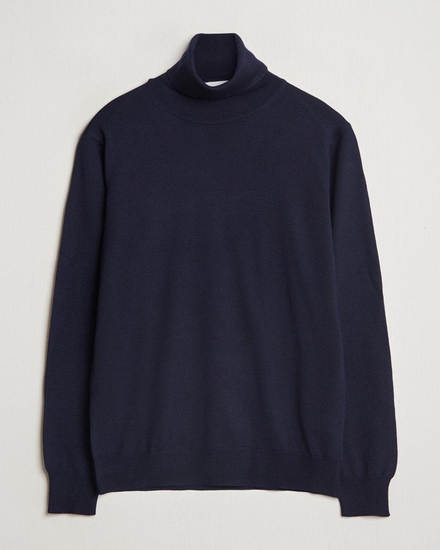 Hombres | Jerséis y prendas de punto | Morgano | Extra Fine Merino Wool Rollneck Navy
