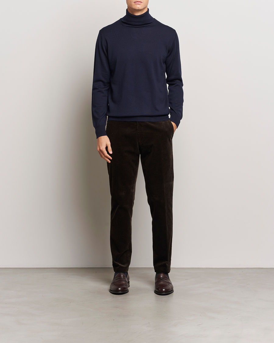 Hombres | Jerséis y prendas de punto | Morgano | Extra Fine Merino Wool Rollneck Navy
