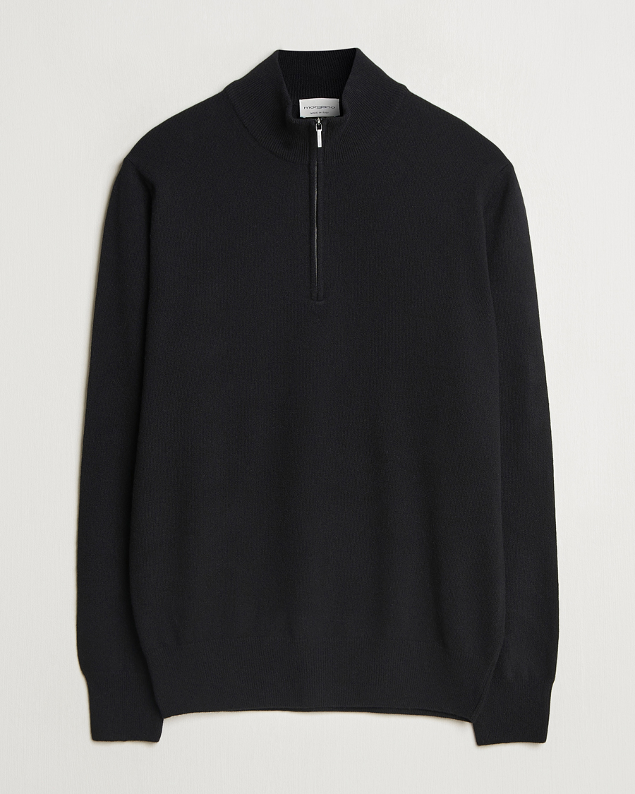 Hombres | Jerséis y prendas de punto | Morgano | Wool/Cashmere Half-Zip Black