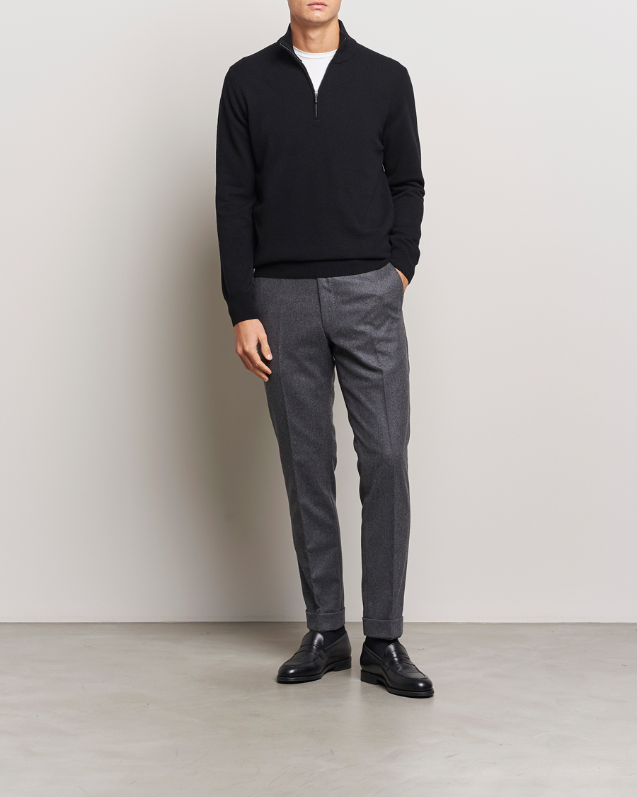 Hombres | Jerséis y prendas de punto | Morgano | Wool/Cashmere Half-Zip Black