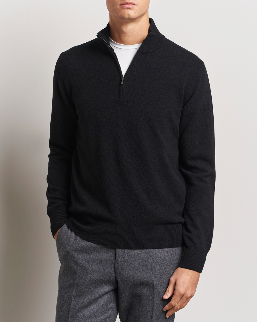 Hombres | Jerséis y prendas de punto | Morgano | Wool/Cashmere Half-Zip Black