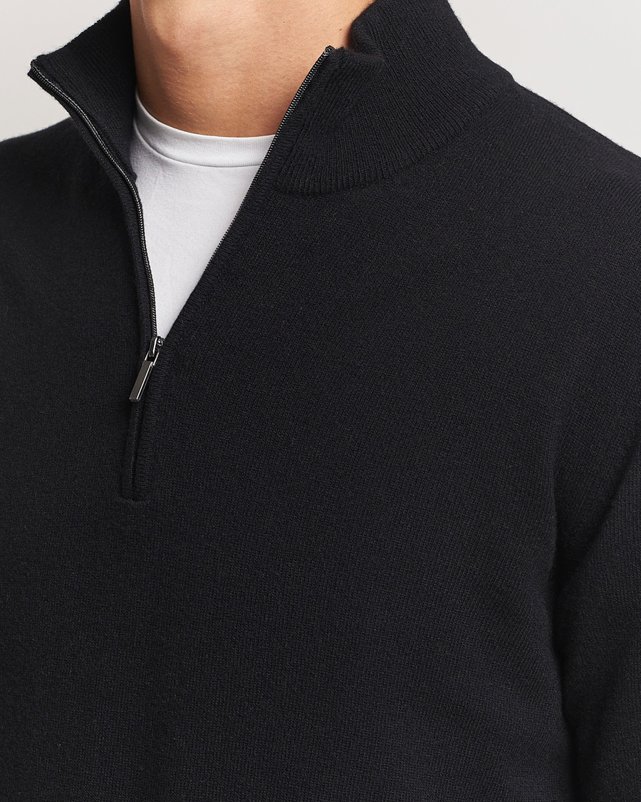 Hombres | Jerséis y prendas de punto | Morgano | Wool/Cashmere Half-Zip Black