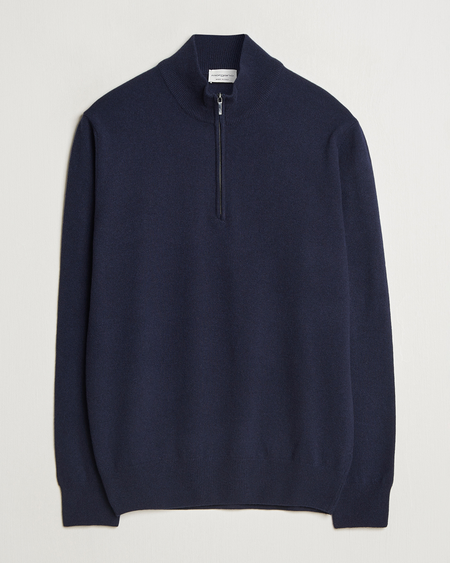 Hombres | Jerséis y prendas de punto | Morgano | Wool/Cashmere Half-Zip Navy