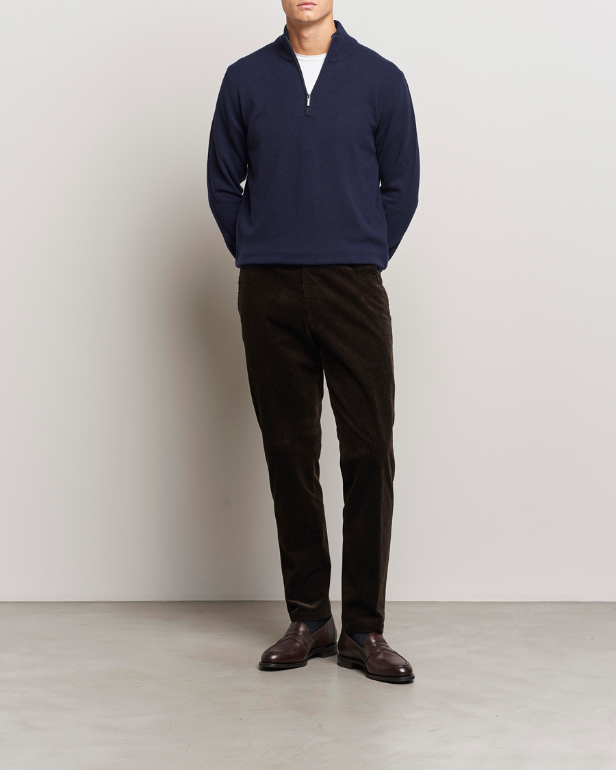 Hombres | Jerséis y prendas de punto | Morgano | Wool/Cashmere Half-Zip Navy
