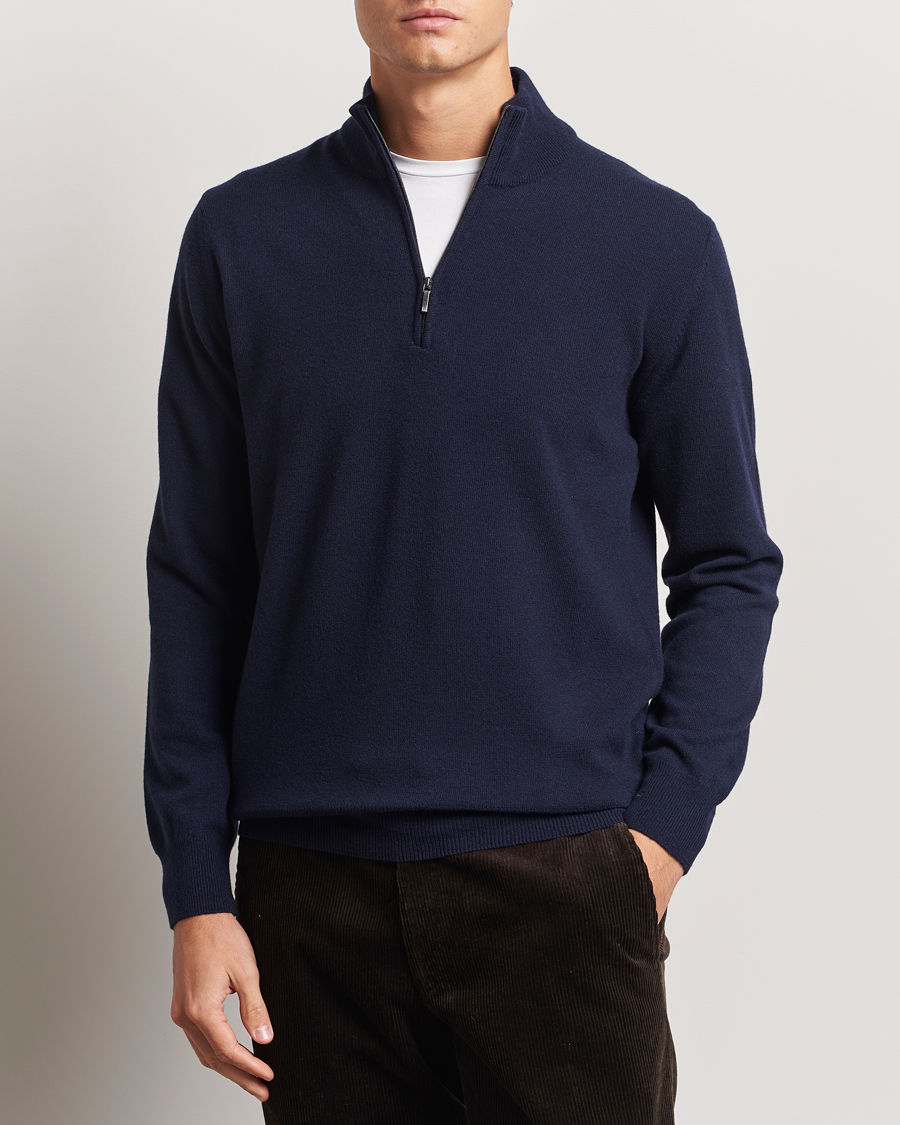 Hombres | Jerséis y prendas de punto | Morgano | Wool/Cashmere Half-Zip Navy