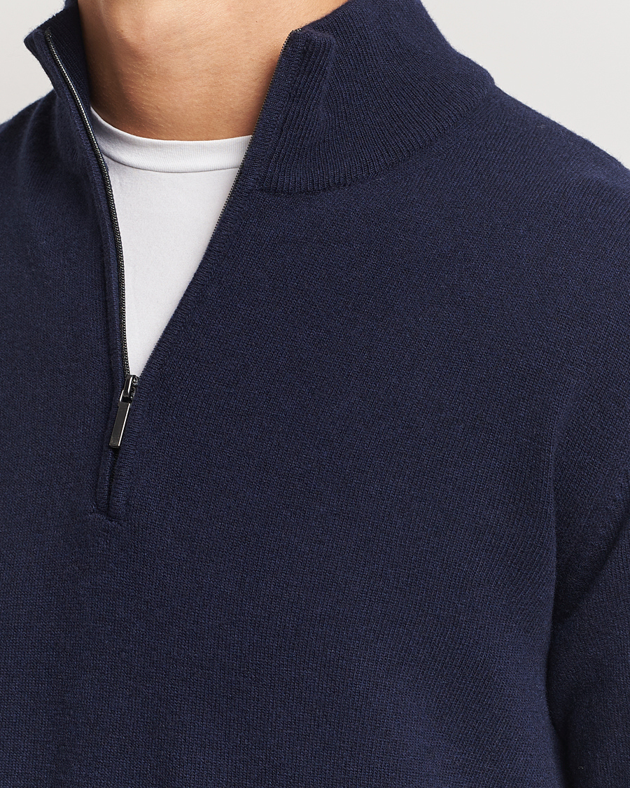 Hombres | Jerséis y prendas de punto | Morgano | Wool/Cashmere Half-Zip Navy