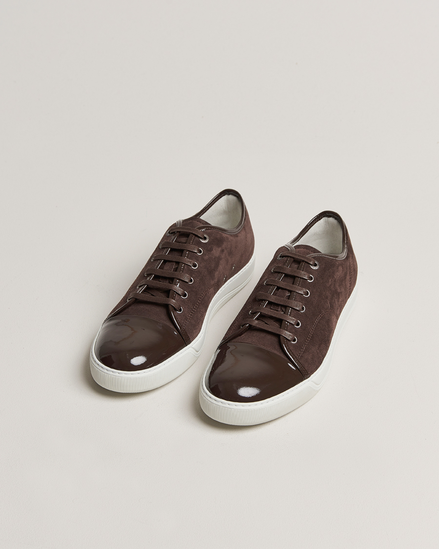 Hombres |  | Lanvin | Patent Cap Toe Sneaker Dark Brown