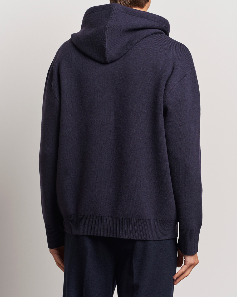 Hombres | Jerséis y prendas de punto | Lanvin | Merino Full Zip Hoodie Japanese Ink