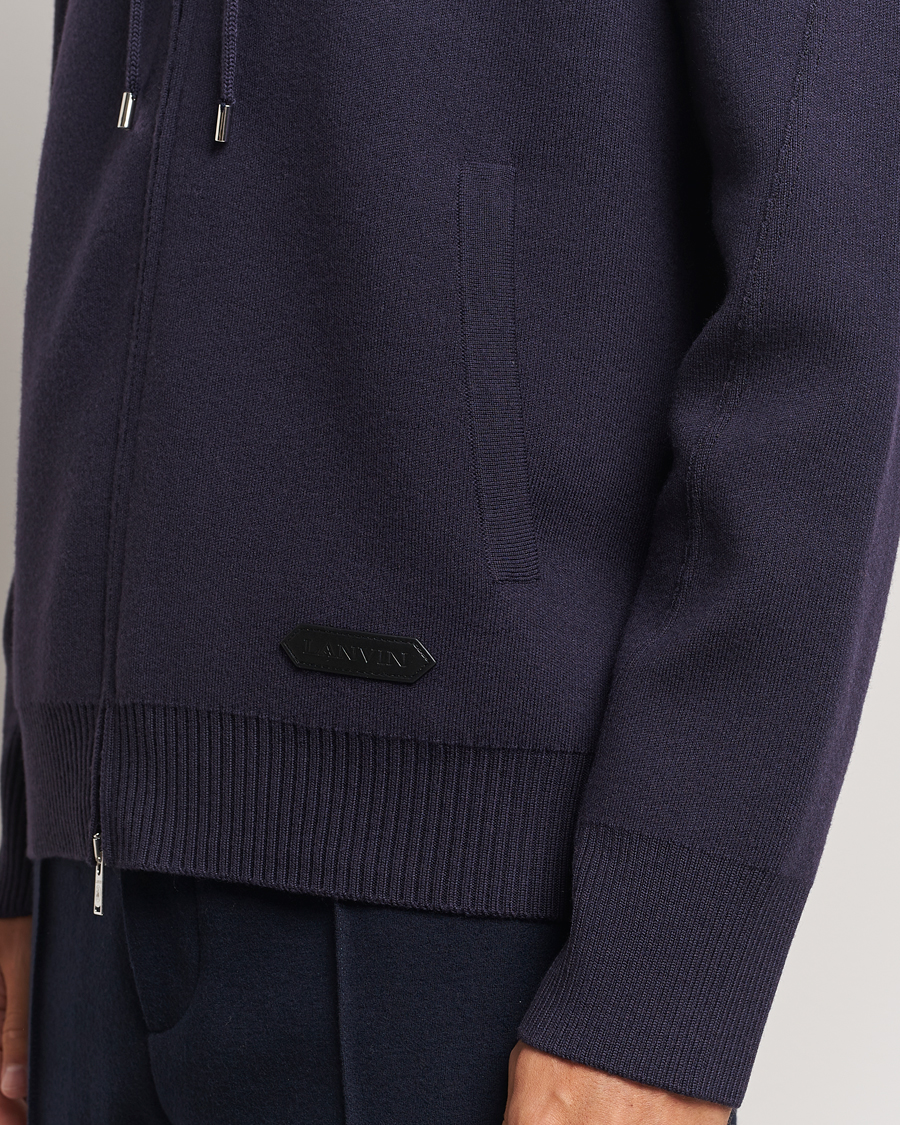 Hombres | Jerséis y prendas de punto | Lanvin | Merino Full Zip Hoodie Japanese Ink