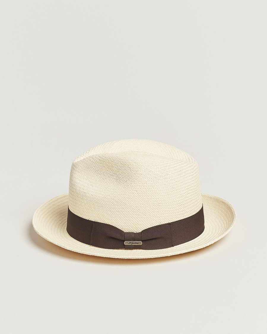 Hombres | Sombreros y gorras | Wigéns | Trilby Panama Hat White/Dark Brown