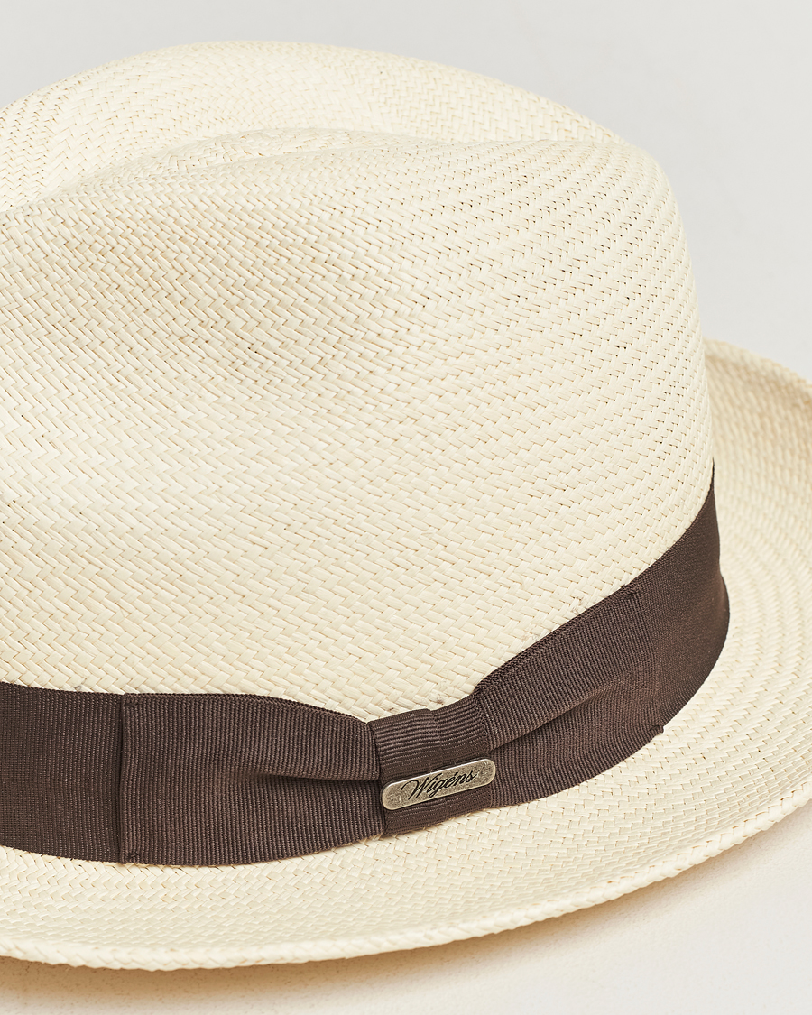 Hombres | Sombreros y gorras | Wigéns | Trilby Panama Hat White/Dark Brown