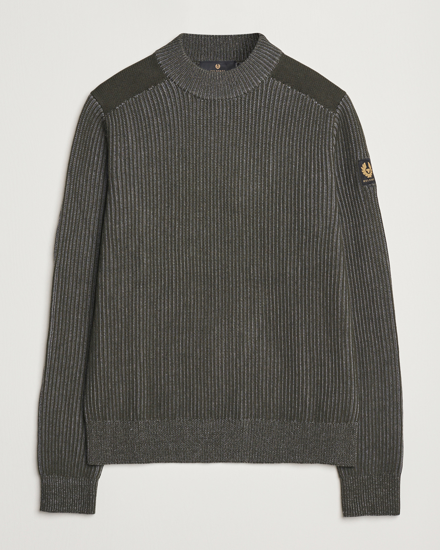 Hombres | Jerséis y prendas de punto | Belstaff | Stanley Cotton/Wool Mock Neck Tile Green