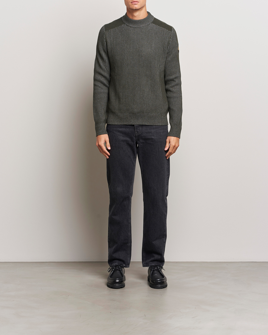Hombres | Jerséis y prendas de punto | Belstaff | Stanley Cotton/Wool Mock Neck Tile Green