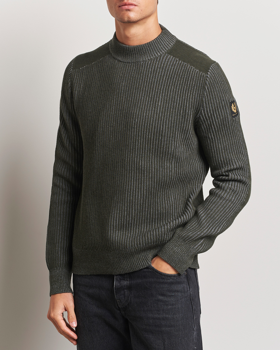 Hombres | Jerséis y prendas de punto | Belstaff | Stanley Cotton/Wool Mock Neck Tile Green