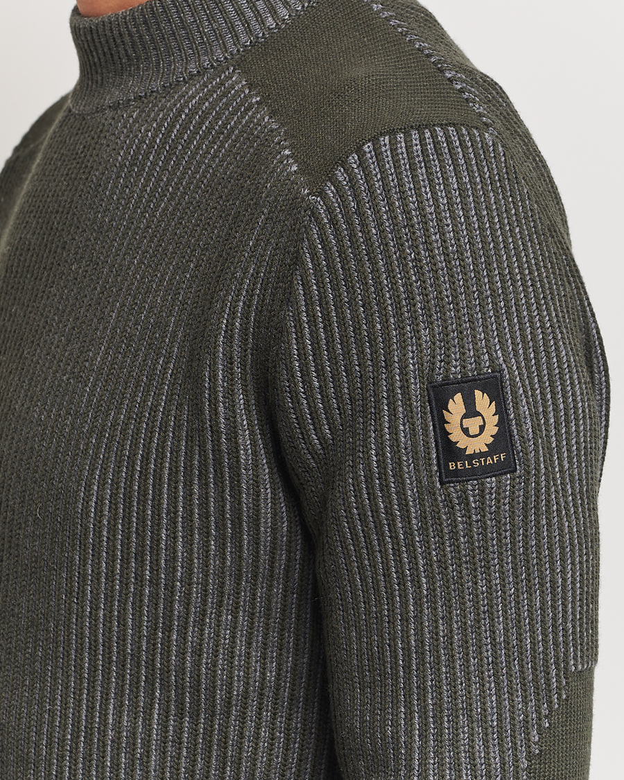 Hombres | Jerséis y prendas de punto | Belstaff | Stanley Cotton/Wool Mock Neck Tile Green