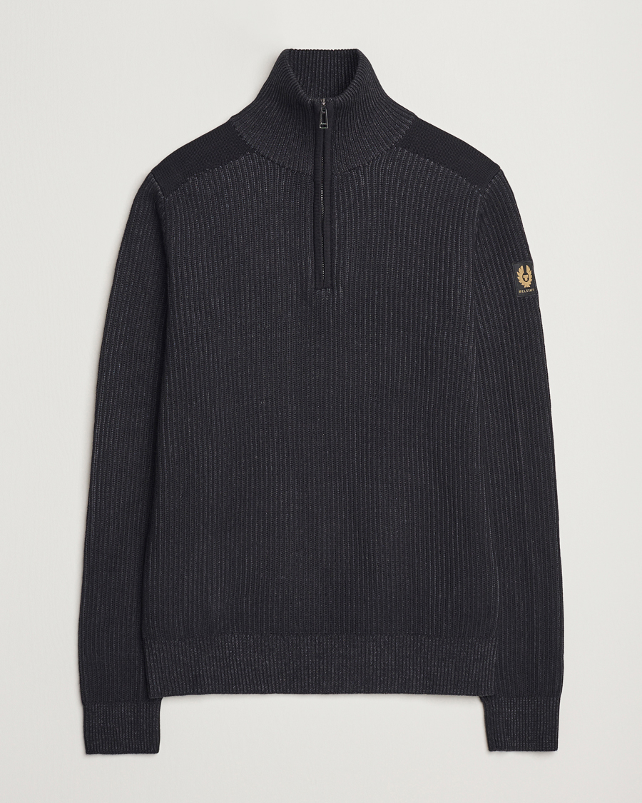Hombres | Jerséis y prendas de punto | Belstaff | Stanley Cotton/Wool Quarter Zip Black