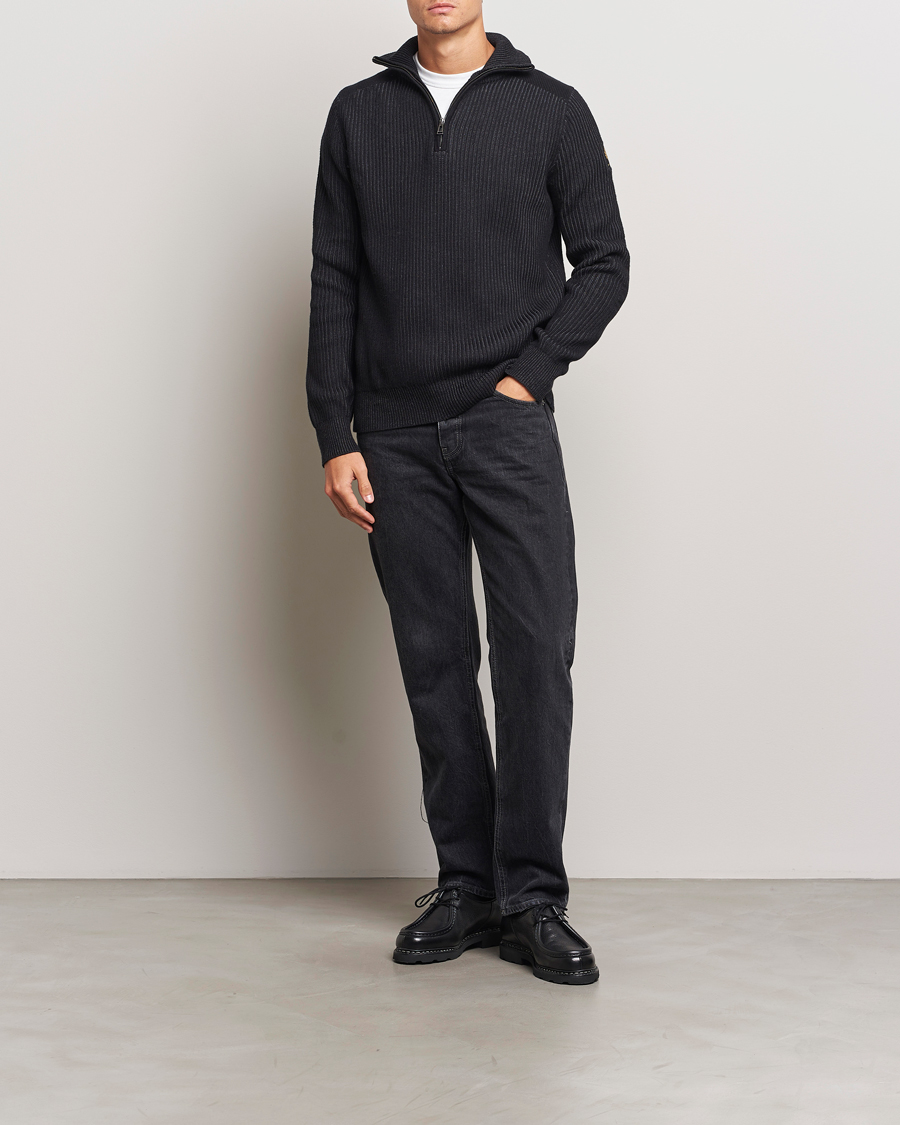 Hombres | Jerséis y prendas de punto | Belstaff | Stanley Cotton/Wool Quarter Zip Black